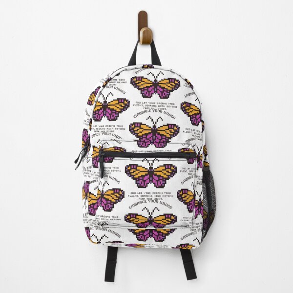 Item preview, Embrace Your Wings Pixel Butterfly In Black Orange Purple designed and sold by SplashTastic.