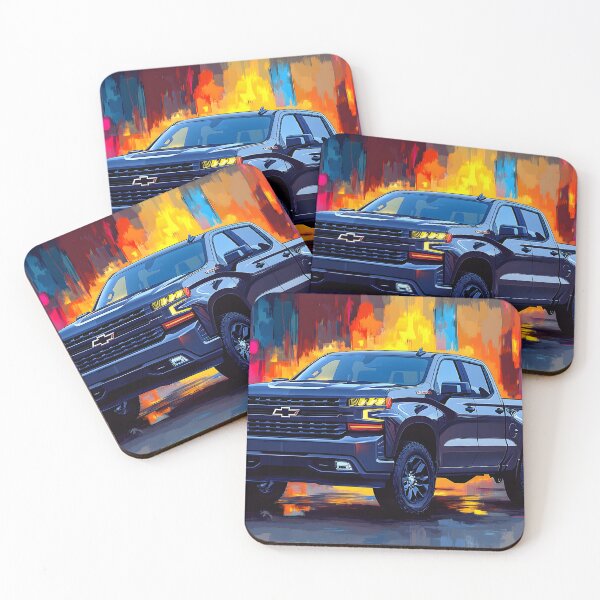 Item preview, Urban Legend: Gunmetal Grey Chevrolet Silverado Pop Art Print V designed and sold by AutoPopStudio.