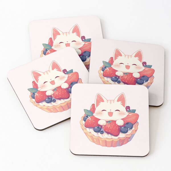 Item preview, White Cat and Mixed Berries Tart designed and sold by NikoNekoDesigns.