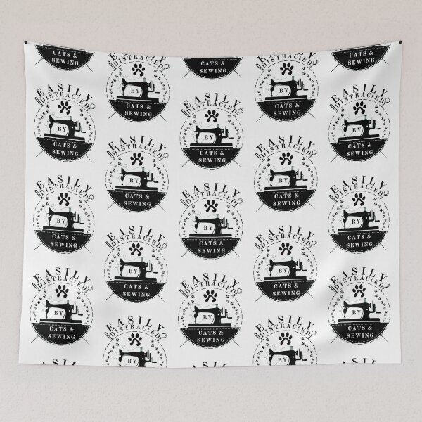 Item preview, Easily Distracted By Cats And Sewing - A Cat Sewing designed and sold by Wiss2Arts.