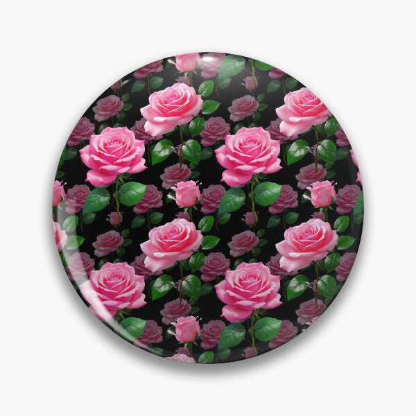 Item preview, Pink Rose Flower Pattern Design - Black designed and sold by PatternTitan.