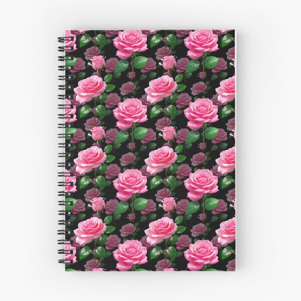 Item preview, Pink Rose Flower Pattern Design - Black designed and sold by PatternTitan.