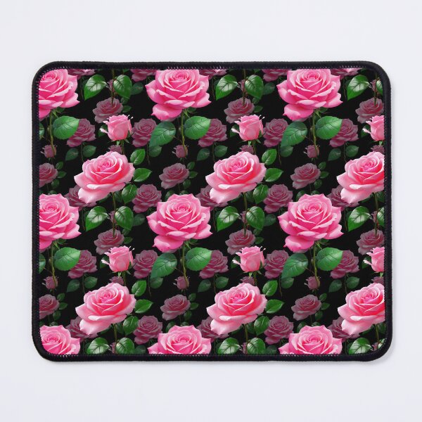 Item preview, Pink Rose Flower Pattern Design - Black designed and sold by PatternTitan.
