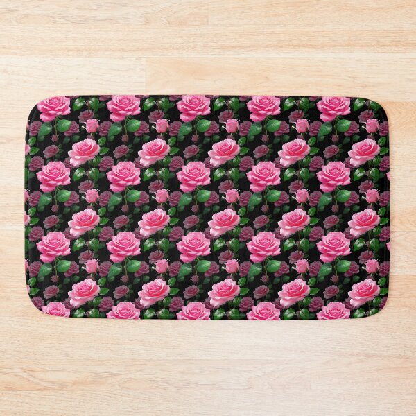 Item preview, Pink Rose Flower Pattern Design - Black designed and sold by PatternTitan.