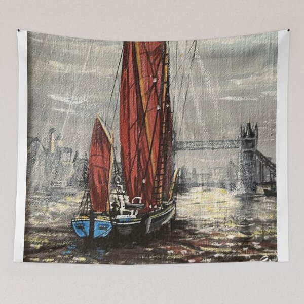 Item preview, Thames sailing barge approaching Tower Bridge  London  designed and sold by Mackenzie Moulton International Artist .