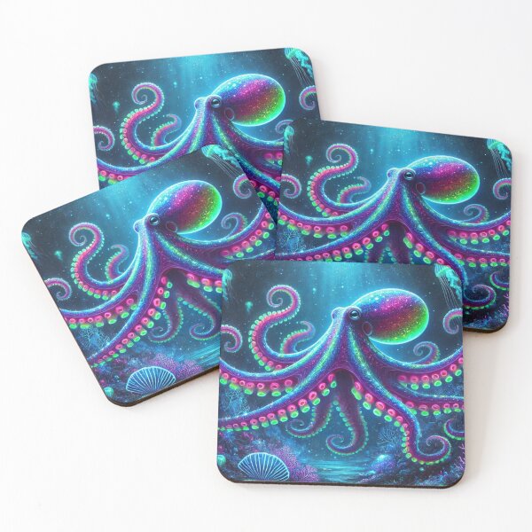 Item preview, Vibrant Bioluminescent Octopus | Deep Sea Glow designed and sold by NocturnalNook.