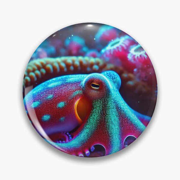 Item preview, Glowing Octopus in a Vibrant Coral Reef designed and sold by NocturnalNook.