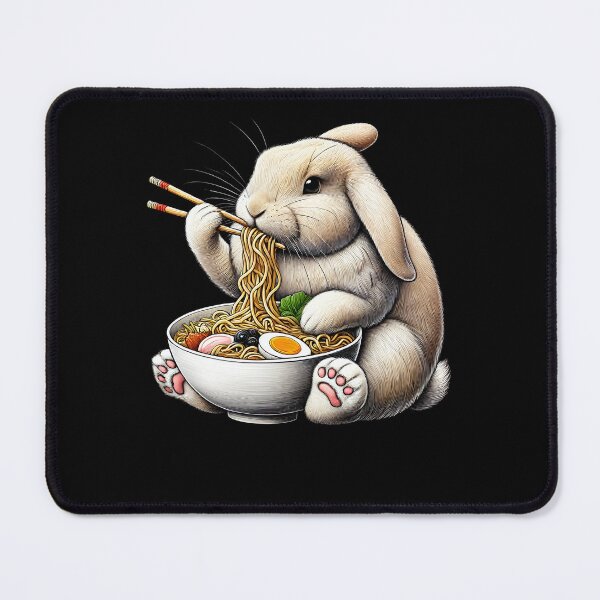 Item preview, Rabbit Eating Ramen Noodle Anime Japanese Food Bunny Lover designed and sold by Kimberley King Art  King Art.