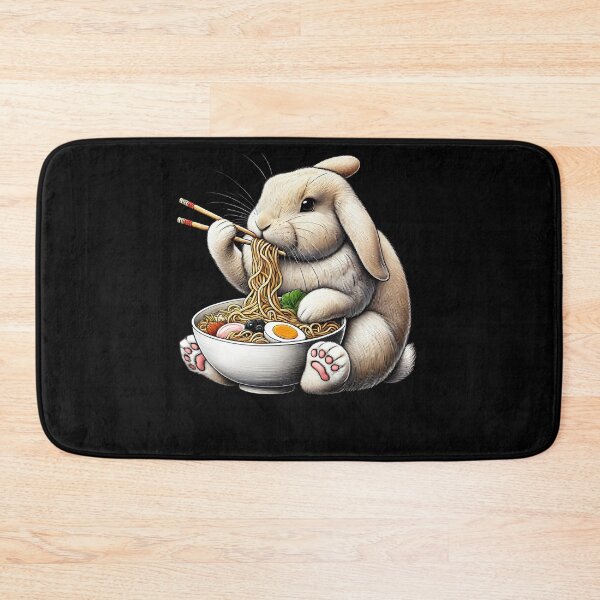 Item preview, Rabbit Eating Ramen Noodle Anime Japanese Food Bunny Lover designed and sold by Kimberley King Art  King Art.