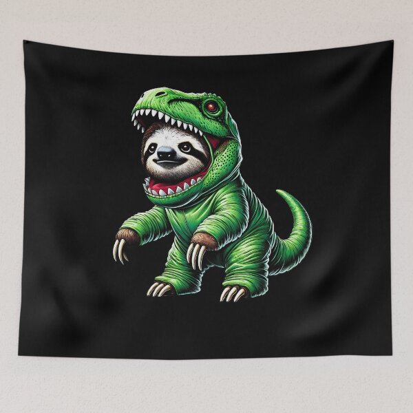 Item preview, Funny Sloth Wearing Dinosaur Outfit Sloth Lover designed and sold by Kimberley King Art  King Art.