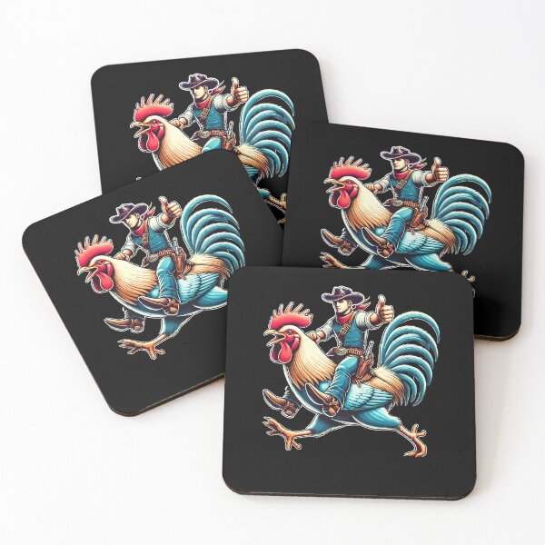 Item preview, Western Country Riding Chicken Rooster Funny Western Country designed and sold by Kimberley King Art  King Art.