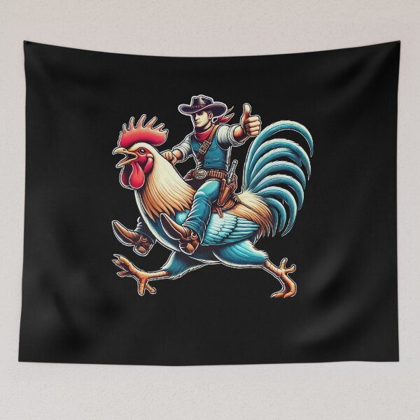Item preview, Western Country Riding Chicken Rooster Funny Western Country designed and sold by Kimberley King Art  King Art.