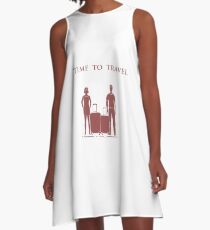 Man and woman with suitcases. Time to travel. A-Line Dress