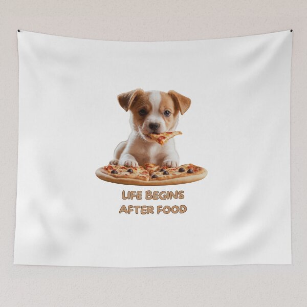 Item preview, A Little Puppy Enjoys Pizza Delight designed and sold by VibeVault12.