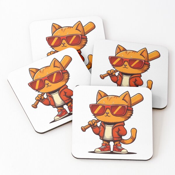 Item preview, Orange Cool Cat with Baseball Bat designed and sold by MaciejCraft.