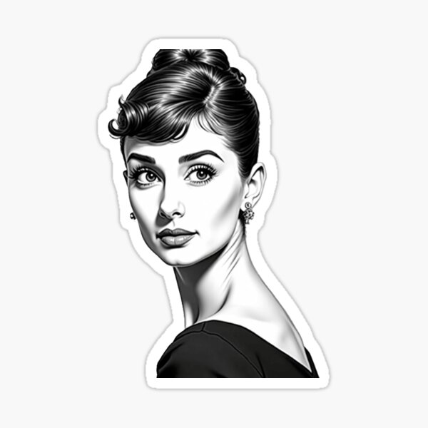 Item preview, Black and white art, beautiful Audrey Hepburn portrait, home decor. designed and sold by nicnacc.