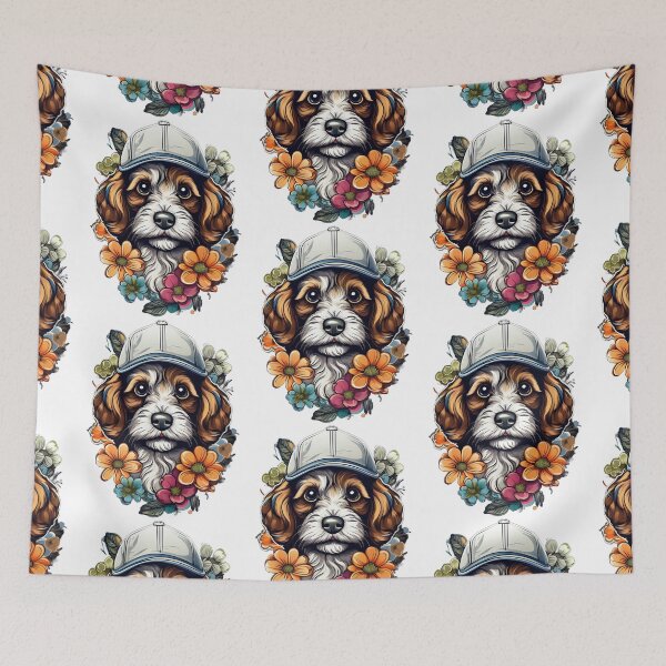 Item preview, Dog Flowers Vintage Design designed and sold by Azrou shop.