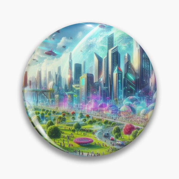 Item preview, Futuristic cityscape with spaceships designed and sold by Sigtrix.