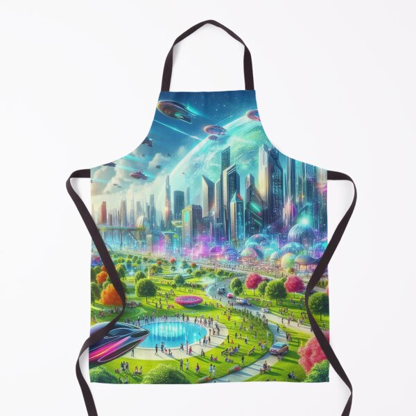 Item preview, Futuristic cityscape with spaceships designed and sold by Sigtrix.