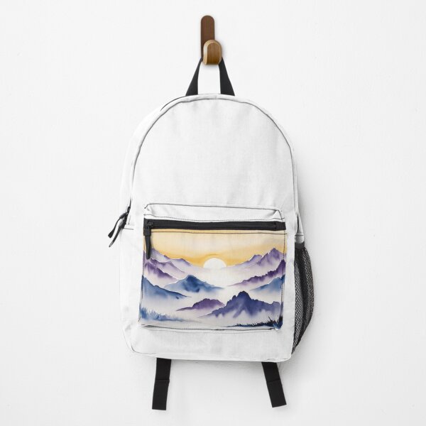 Item preview, Watercolor Mountain Landscape – Misty Peaks at Sunrise designed and sold by StormArte.