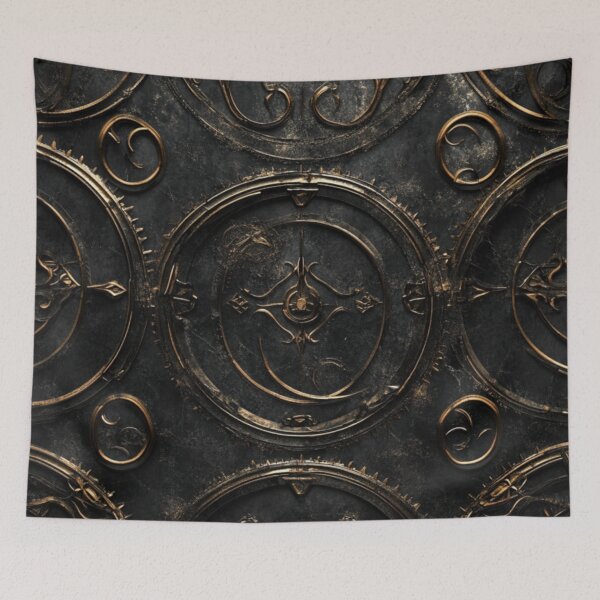 Item preview, Steampunk Onyx Grungy Pattern Golden Metal designed and sold by GrinGalore.