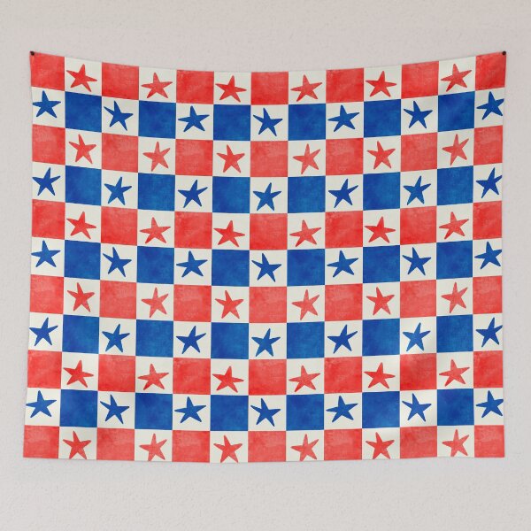 Item preview, Red, white and blue checkerboard and stars designed and sold by SJAPhoto.