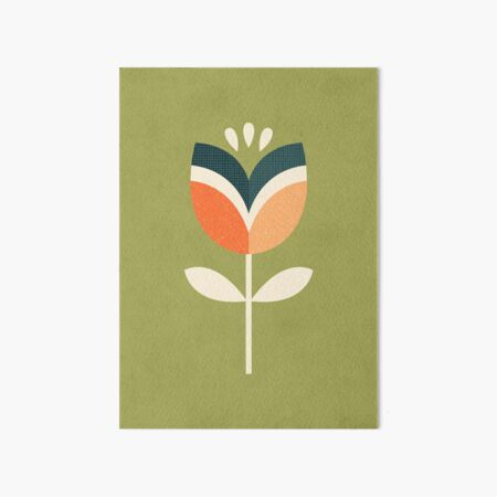 Aperçu de l'œuvre Tulipe rétro - Orange et vert olive créée et vendue par Daisy Beatrice.