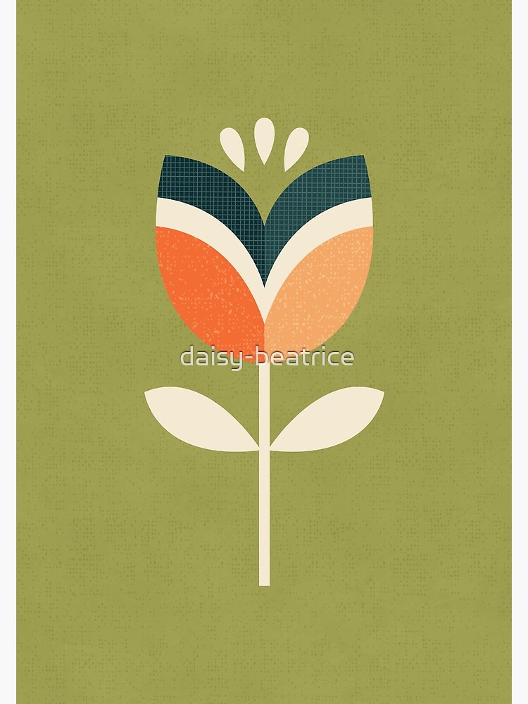 Retro Tulip - Orange and Olive Green by daisy-beatrice