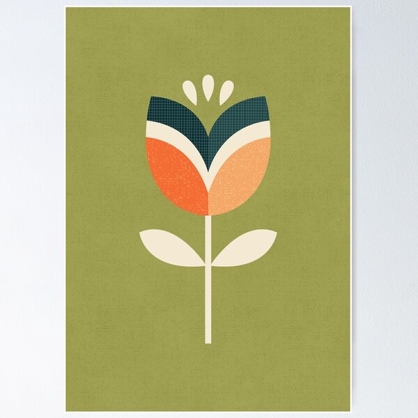 Item preview, Retro Tulip - Orange and Olive Green designed and sold by Daisy Beatrice.