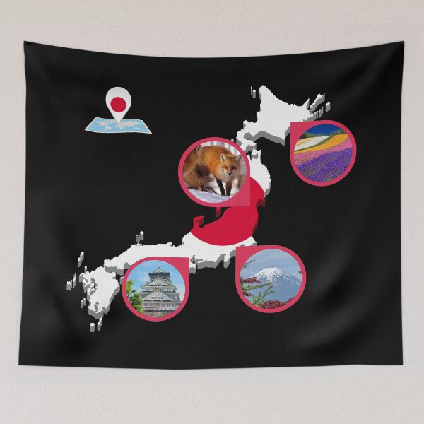 Item preview, Japan Landmarks on The Map designed and sold by Japanese-Ideas.