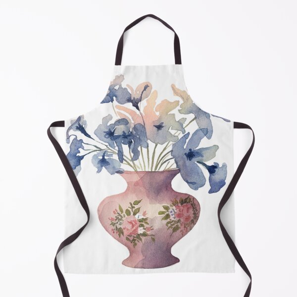 Item preview, "Ornate Vase with Blue and White Flowers Watercolor Art" designed and sold by AnimalAirtistry.
