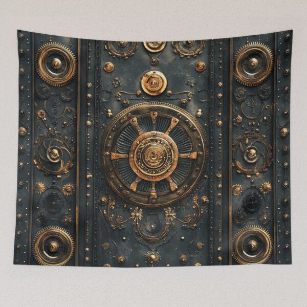 Item preview, Steampunk Cog Gear Grungy Onyx Bronze Metal Pattern  designed and sold by GrinGalore.