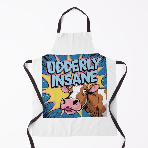Item preview, Utterly Insane, Udderly Insane, cow, silly, meme, funnyfits70, Humor, Funny, retro, vintages, funny quotes, animal humor, designed and sold by FunnyFits70.