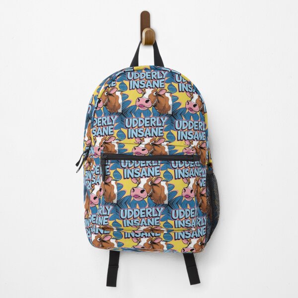 Item preview, Utterly Insane, Udderly Insane, cow, silly, meme, funnyfits70, Humor, Funny, retro, vintages, funny quotes, animal humor, designed and sold by FunnyFits70.