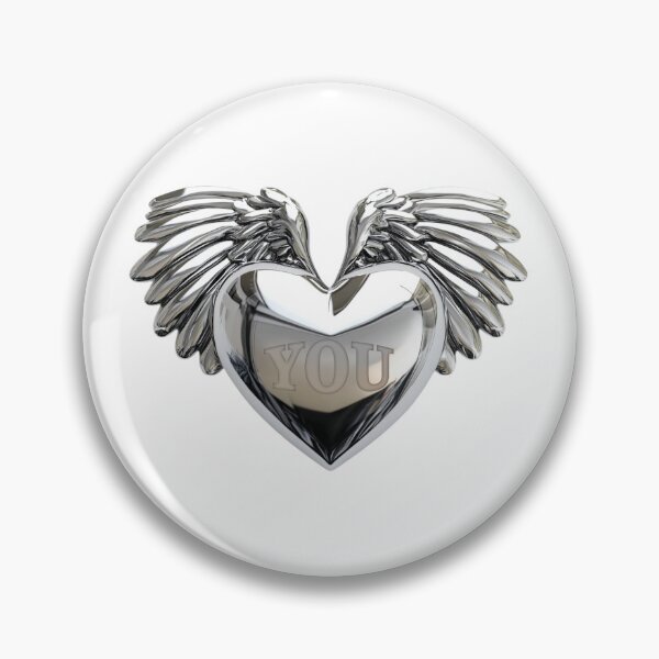 Item preview, Silver heart with wings designed and sold by DragonflyLP.
