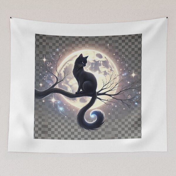 Item preview, Moonlit Cat Silhouette designed and sold by Divine Lens Art.