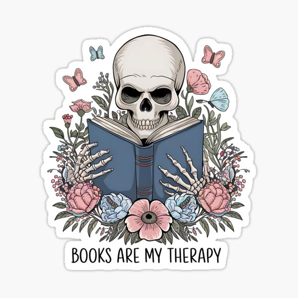 Item preview, Bücher sind meine Therapie – Totenkopf, Blumen & Lesen designed and sold by SREBookLovers.