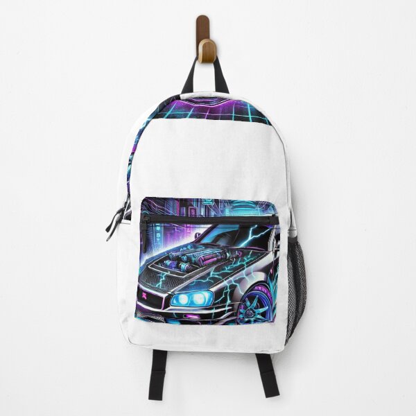 Item preview, "Cyberpunk Nissan Skyline R34 – Neon Speed & Flames" designed and sold by AkilaCreations .