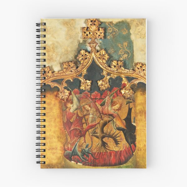 Item preview, Altarpiece of Saint Michael medieval art painting (left side panels) designed and sold by Vintage Designs +.