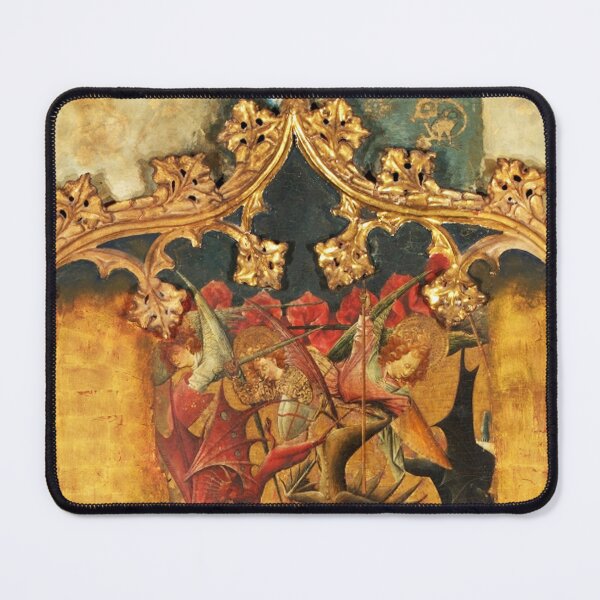 Item preview, Altarpiece of Saint Michael medieval art painting (left side panels) designed and sold by Vintage Designs +.