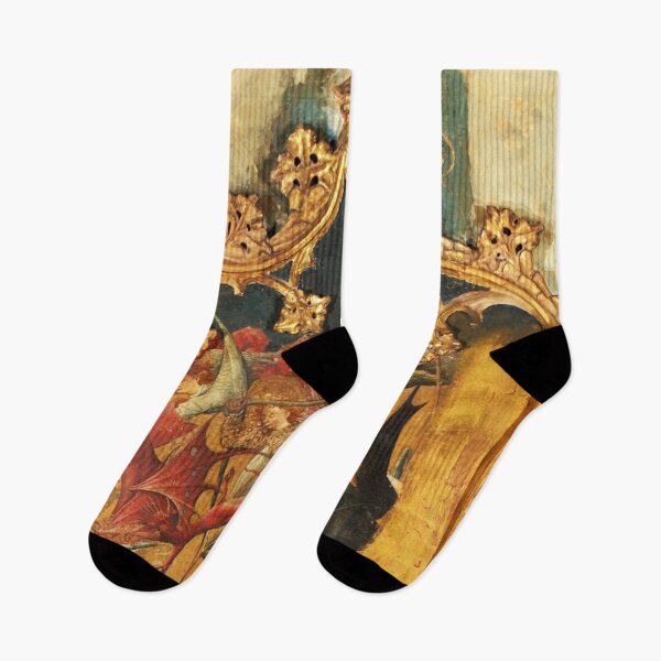 Item preview, Altarpiece of Saint Michael medieval art painting (left side panels) designed and sold by Vintage Designs +.