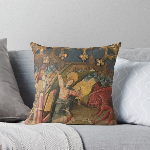 Item preview, Altarpiece of Saint Michael Medieval art painting  with demons and angels (left side panels) 2 designed and sold by Vintage Designs +.
