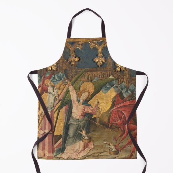 Item preview, Altarpiece of Saint Michael Medieval art painting with demons and angels (left side panels) 2 designed and sold by Vintage Designs +.