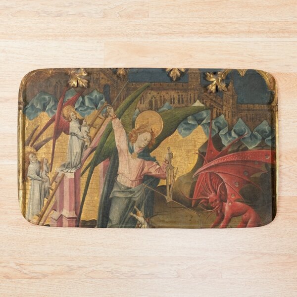 Item preview, Altarpiece of Saint Michael Medieval art painting  with demons and angels (left side panels) 2 designed and sold by Vintage Designs +.