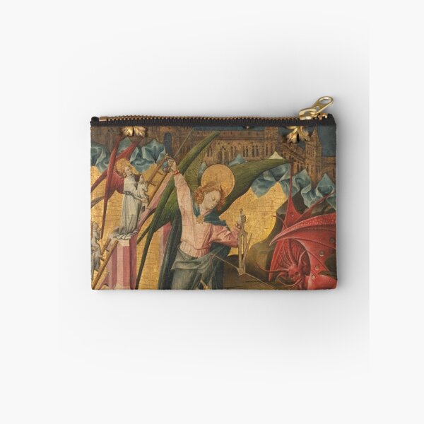 Item preview, Altarpiece of Saint Michael Medieval art painting  with demons and angels (left side panels) 2 designed and sold by Vintage Designs +.