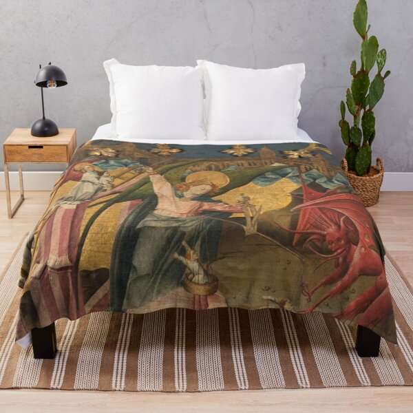 Item preview, Altarpiece of Saint Michael Medieval art painting  with demons and angels (left side panels) 2 designed and sold by Vintage Designs +.