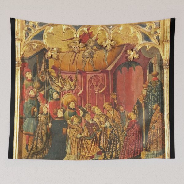 Item preview, Altarpiece of Saint Michael Medieval Christian artwork painting (right side panels) 2 designed and sold by Vintage Designs +.