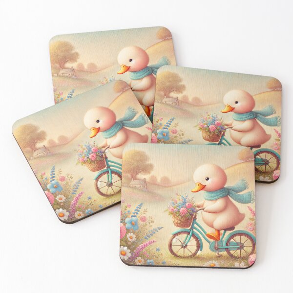 Artikelvorschau, Charmante Ente auf einem Fahrrad - Storybook Cottagecore Kunstdruck entworfen und verkauft von lynnebeclu.