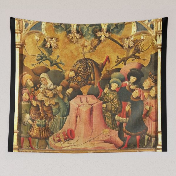 Item preview, Altarpiece of Saint Michael Medieval Christian artwork painting (right side panels) 3 designed and sold by Vintage Designs +.