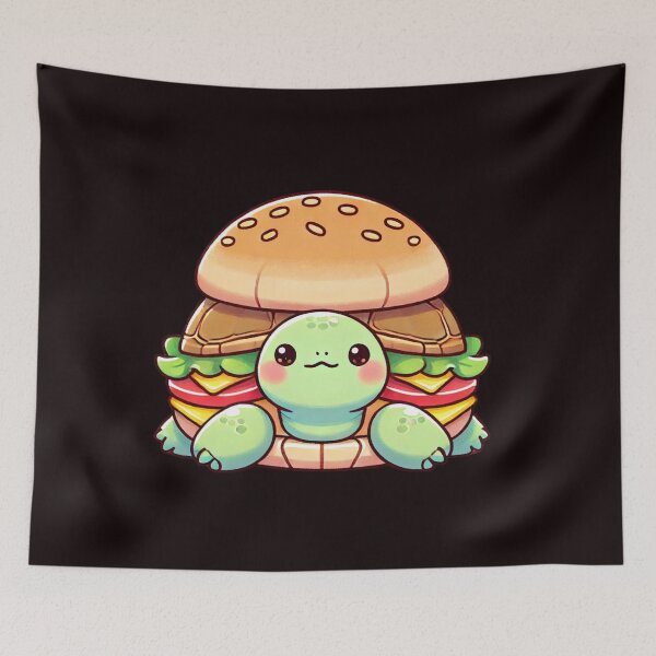Item preview, Cute Turtle Burger – Adorable Illustration of a Relaxed Turtle with a Hamburger Shell designed and sold by GrafiShop.